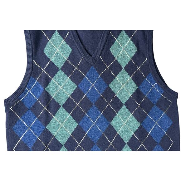 Brooks Brothers Argyle‎ Sweater Vest Mens 100%Lambswool Extra Large XL Navy - Picture 2 of 3